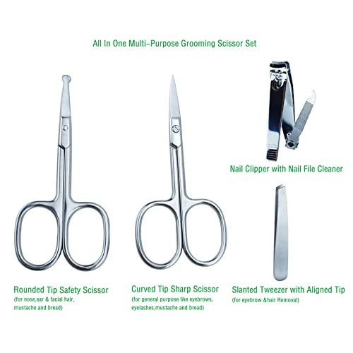 Beauty Grooming Eyebrow Scissor Men Women Facial Nose Hair Scissor Curved Rou...