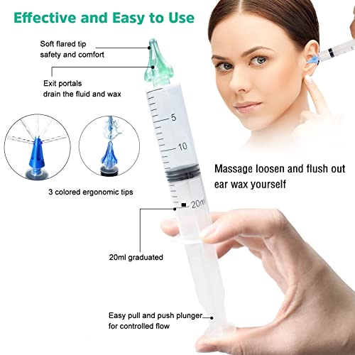 Ear Wax Removal Kit Ear Cleaner Water Irrigation Syringe with 3Pcs Replacemen...