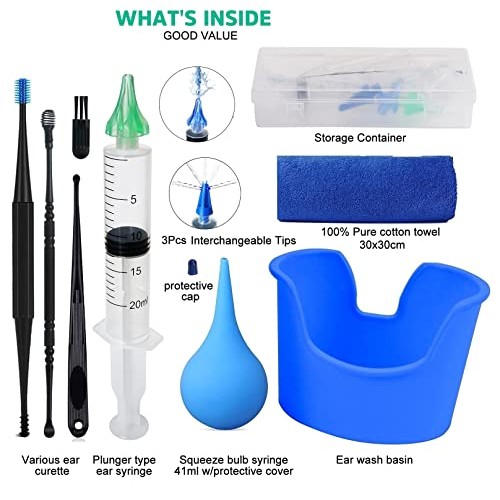 Ear Wax Removal Tool Cleaner Kit Ear Syringe Water Irrigation Flusher 3Pcs Re...