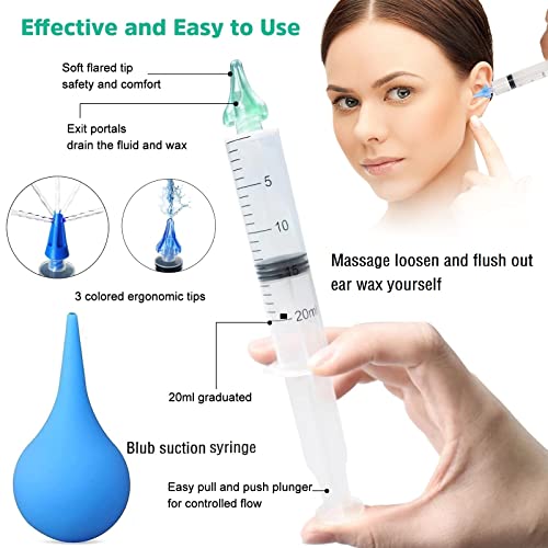 Ear Wax Removal Tool Cleaner Kit Ear Syringe Water Irrigation Flusher 3Pcs Re...