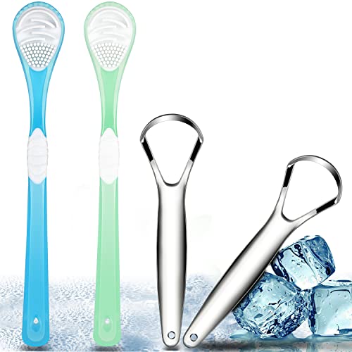 4PCS Tongue Scrapers, Tounge Cleaners, Reduce Bad Breath, Medical Grade Oral ...