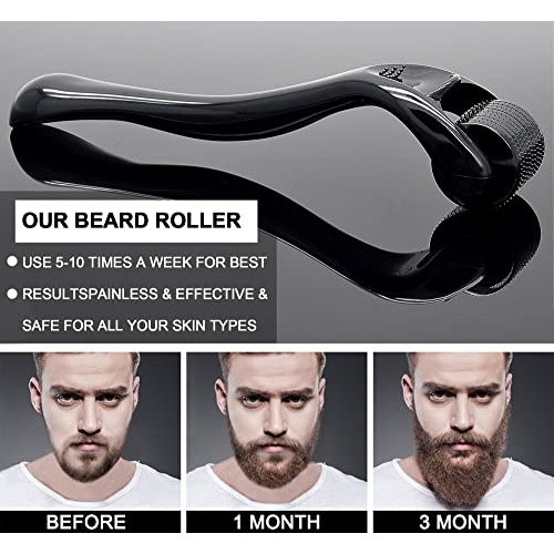 Beard Growth Kit,w/Beard Roller,Beard Growth Oil,Beard Balm,Beard Growth Seru...