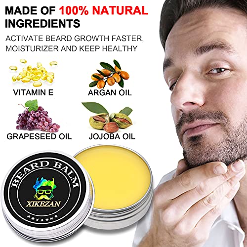 Beard Growth Kit,w/Beard Roller,Beard Growth Oil,Beard Balm,Beard Growth Seru...
