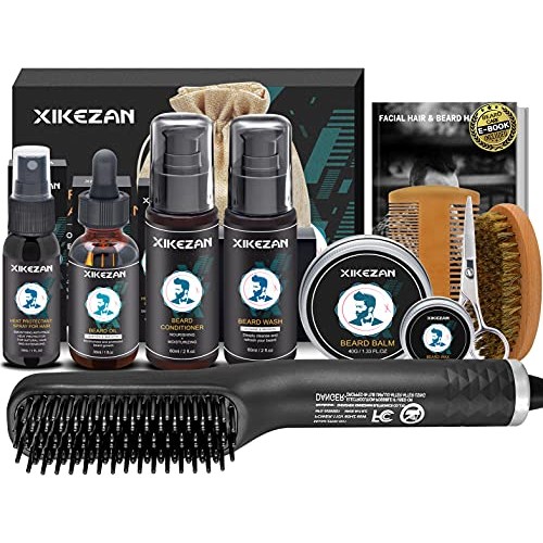 Beard Straightener Kit,Beard Growth Grooming Kit w/Beard Straightener,Heat Pr...