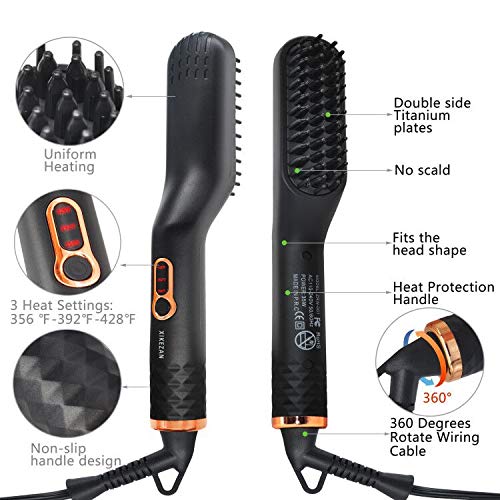 Beard Straightener w/Beard Balm & Beard Growth Oil & Beard Comb & Beard E-Boo...