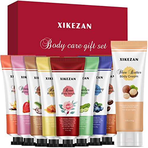 Body Scrub,9 Packs Travel Size Foot Hand Care Scrub & Body Cream for Skin Car...
