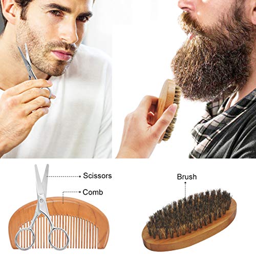 Upgraded Beard Grooming Kit w/Beard Conditioner,Beard Oil,Beard Balm,Beard Br...