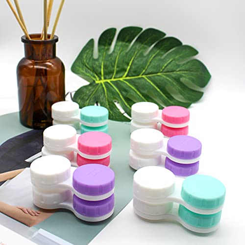 12 PCS Contact Lens Case, Colorful Contact Case Left/Right Eyes, Portable Con...