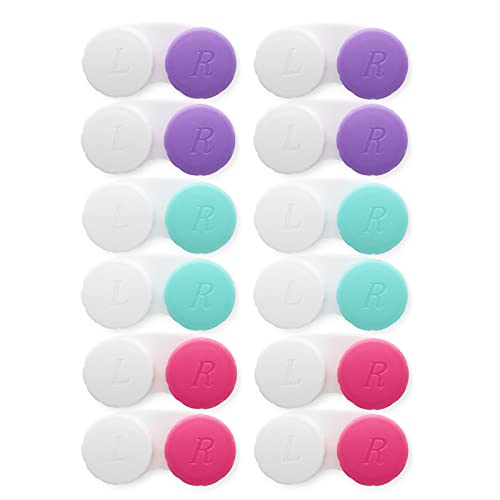 12 PCS Contact Lens Case, Colorful Contact Case Left/Right Eyes, Portable Con...