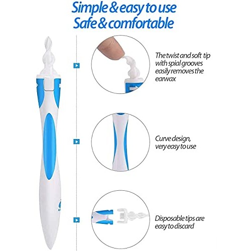 Q-Grips Earwax Remover Safe Spiral Ear Wax Removal Tool, 16 Pcs Ear Cleaner w...