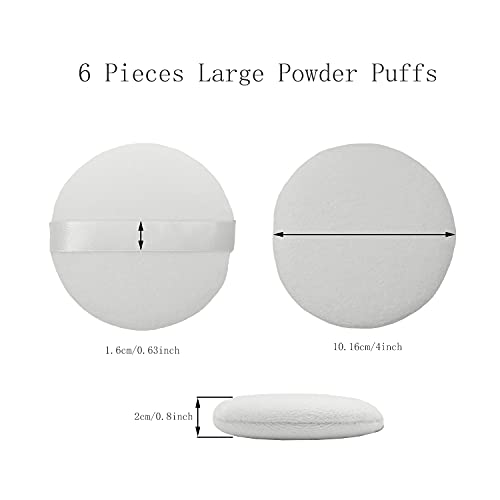 6 Pack 4 Inch Powder Puff, Ultra Soft Washable Large Round Cotton Powder Puff...