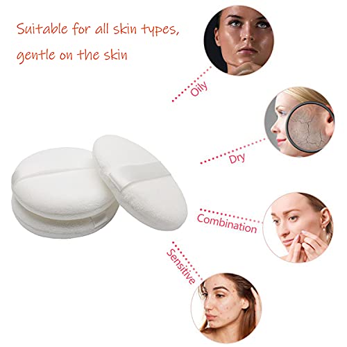 6 Pack 4 Inch Powder Puff, Ultra Soft Washable Large Round Cotton Powder Puff...