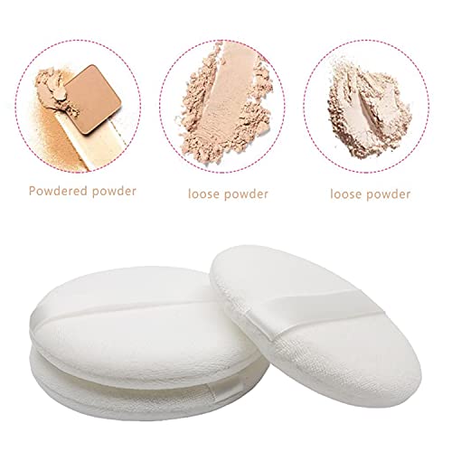 6 Pack 4 Inch Powder Puff, Ultra Soft Washable Large Round Cotton Powder Puff...