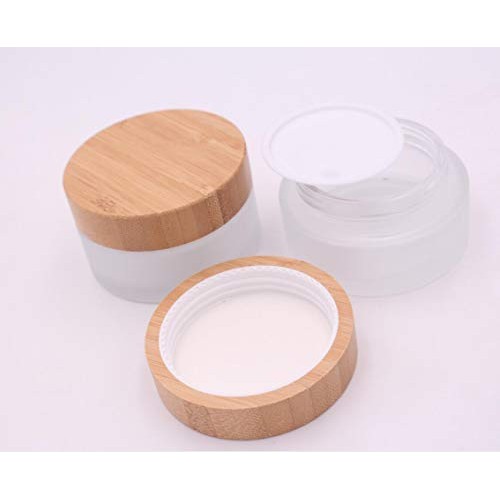XINGZI 2PCS 30ml/30g/1oz Environmental Bamboo Lid Frosted Glass Bottle Cream ...