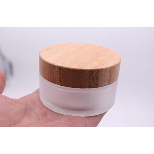 XINGZI 2PCS 30ml/30g/1oz Environmental Bamboo Lid Frosted Glass Bottle Cream ...
