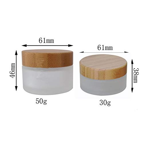 XINGZI 2PCS 30ml/30g/1oz Environmental Bamboo Lid Frosted Glass Bottle Cream ...