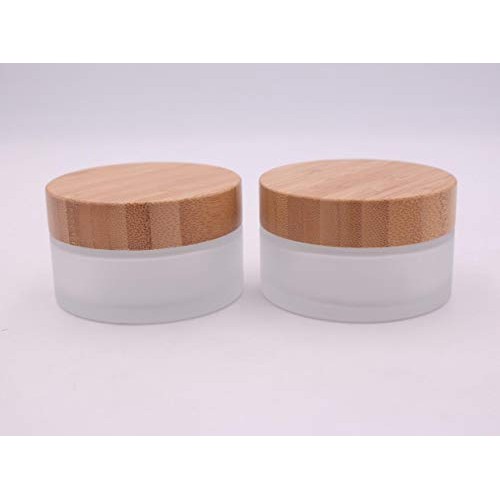 XINGZI 2PCS 30ml/30g/1oz Environmental Bamboo Lid Frosted Glass Bottle Cream ...