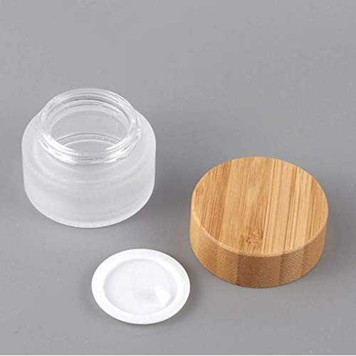 XINGZI 2PCS 30ml/30g/1oz Environmental Bamboo Lid Frosted Glass Bottle Cream ...