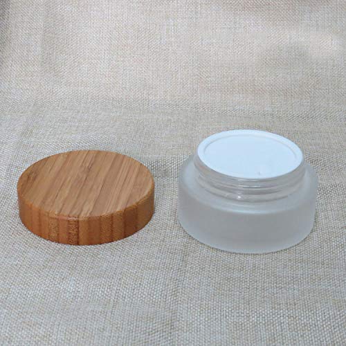 XINGZI 2PCS 30ml/30g/1oz Environmental Bamboo Lid Frosted Glass Bottle Cream ...