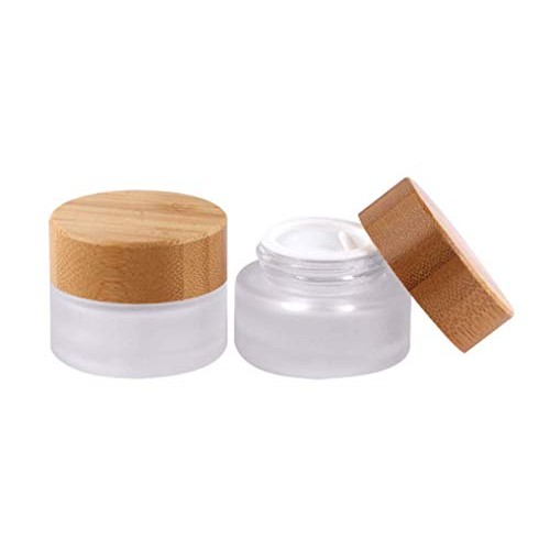 XINGZI 2PCS 30ml/30g/1oz Environmental Bamboo Lid Frosted Glass Bottle Cream ...