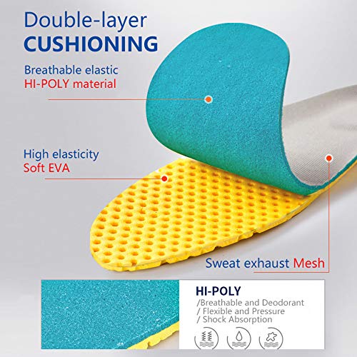 3 Pairs Elastic Shock Absorbing Shoe Insoles Breathable Honeycomb Sneaker Ins...