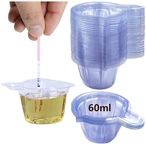 120PCS 60ML Urine Cup Plastic Disposable Urine Cup Urine Collection Cup Urine...