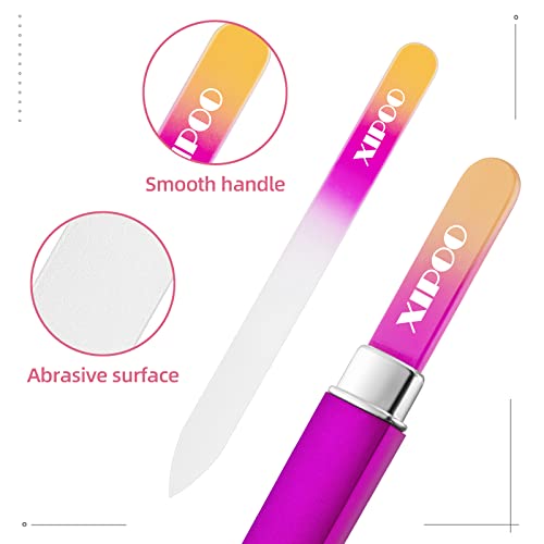 Glass Nail File, Nail File, 3 Pack Premium Glass Nail File with Case, Crystal...