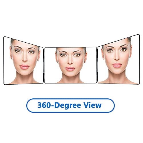 Portable 3 Way Trifold Mirror, 360° Barber Mirror for Hair Cutting,Hair Styli...