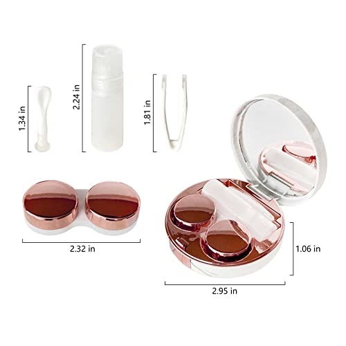 Rose Gold Contact Lens Case, Travel Contact Case Cute Lens Holder Kit with Mi...