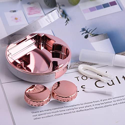 Rose Gold Contact Lens Case, Travel Contact Case Cute Lens Holder Kit with Mi...