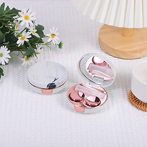 Rose Gold Contact Lens Case, Travel Contact Case Cute Lens Holder Kit with Mi...