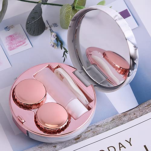 Rose Gold Contact Lens Case, Travel Contact Case Cute Lens Holder Kit with Mi...