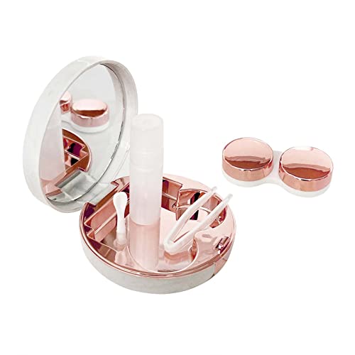 Rose Gold Contact Lens Case, Travel Contact Case Cute Lens Holder Kit with Mi...