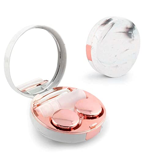 Rose Gold Contact Lens Case, Travel Contact Case Cute Lens Holder Kit with Mi...
