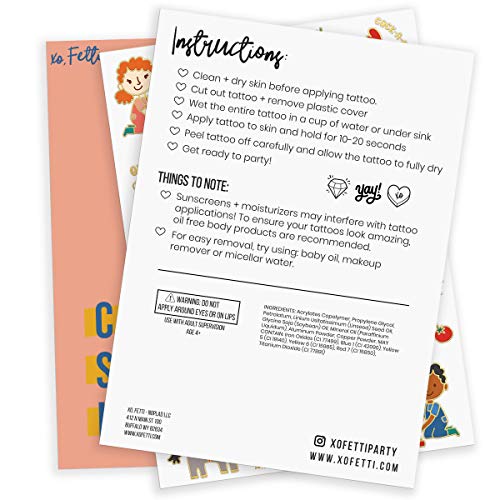xo, Fetti Farm Party Supplies Temporary Tattoos - 30 Glitter Styles | Barnyar...