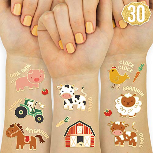 xo, Fetti Farm Party Supplies Temporary Tattoos - 30 Glitter Styles | Barnyar...