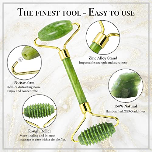 Gua Sha & Jade Roller 3 in 1, Face Roller, Xpecial Guasha Facial Massage Skin...