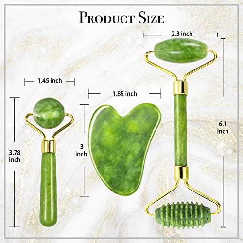 Gua Sha & Jade Roller 3 in 1, Face Roller, Xpecial Guasha Facial Massage Skin...