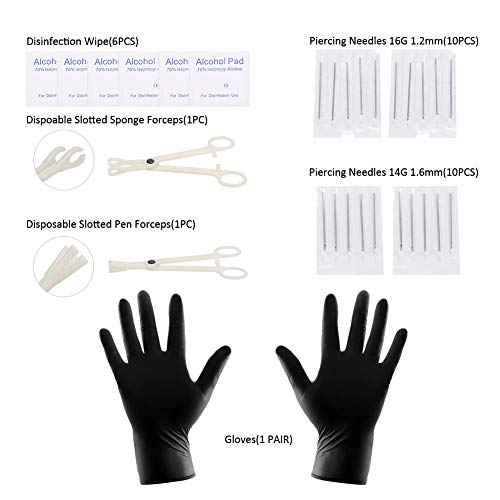 Xpircn 120PCS Piercing Jewelry Kit Piercing Needles Stainless Steel Acrylic 1...