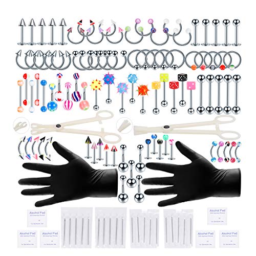 Xpircn 120PCS Piercing Jewelry Kit Piercing Needles Stainless Steel Acrylic 1...