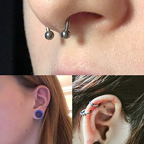 Xpircn 140PCS Piercing Kit Stainless Steel 14G 16G Nose Lip Tongue Tragus Dai...