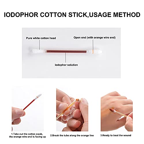 50pcs Disposable Medical Iodophor Cotton Swab - Portable Iodine Disinfected C...