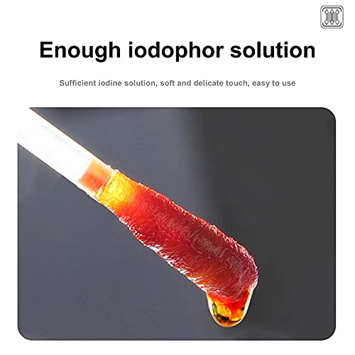50pcs Disposable Medical Iodophor Cotton Swab - Portable Iodine Disinfected C...