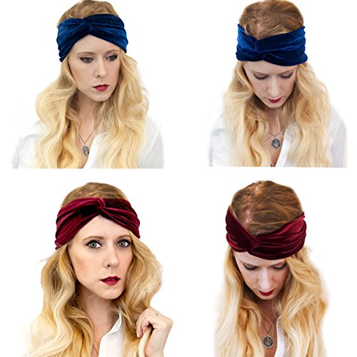 Velvet Elastic Headband, 7 Pcs Women's Adjustable Twisted Soft Turban Tribal ...