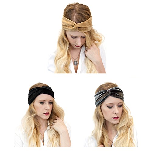 Velvet Elastic Headband, 7 Pcs Women's Adjustable Twisted Soft Turban Tribal ...