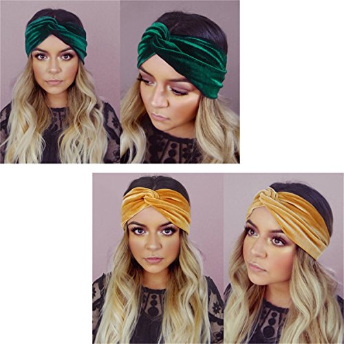 Velvet Elastic Headband, 7 Pcs Women's Adjustable Twisted Soft Turban Tribal ...