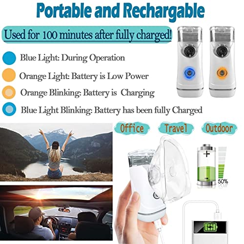 Portable Handheld Rechargeable Nebulizer, Cool Mist Steam Inhalers for Breath...