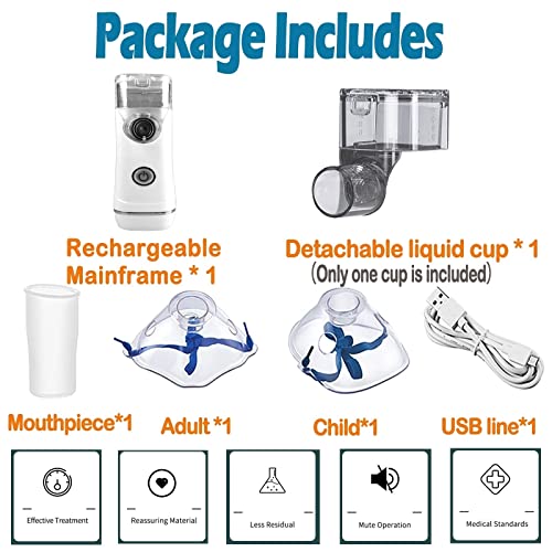 Portable Handheld Rechargeable Nebulizer, Cool Mist Steam Inhalers for Breath...