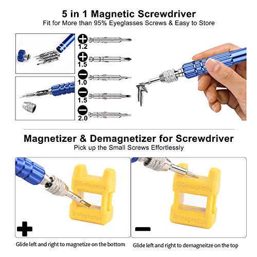 Upgrade Version Eyeglass Repair Kit,XSIATO Glasses Magnetic Screwdriver Set w...