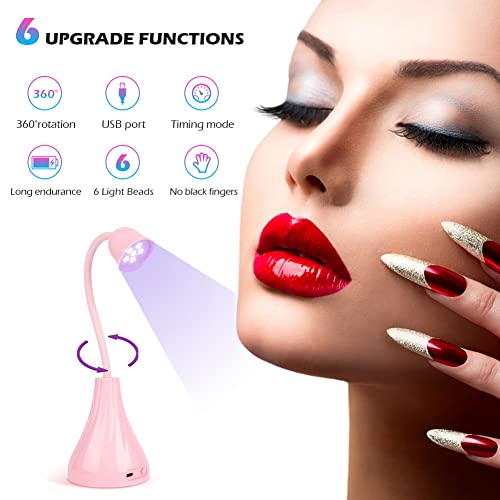 UV LED Nail Lamp, Portable Mini Nail Dryer, 360° Rotatable Hands Free Quick G...